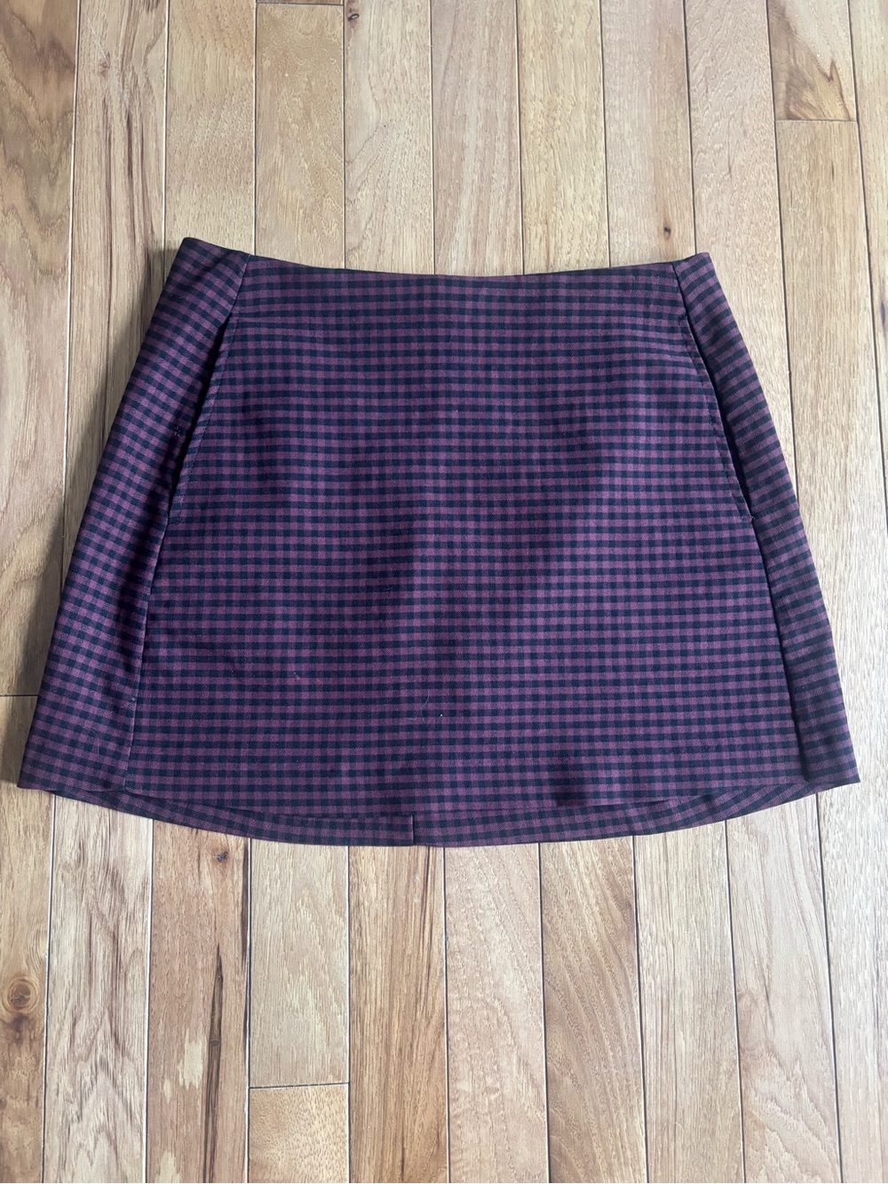 Urban Outfitters Burgundy and Black Plaid A-Line Mini Skirt